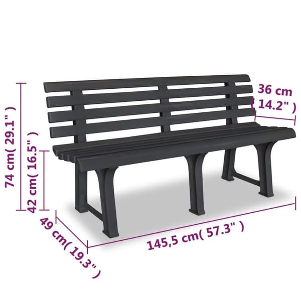 vidaXL Hagebenk 145,5 cm plast antrasitt