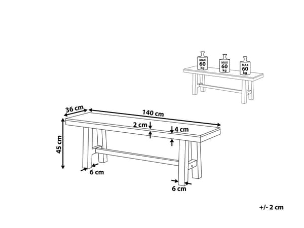 Vit Trädgårdsbänk 140 cm i Ljust Trä och Metallben