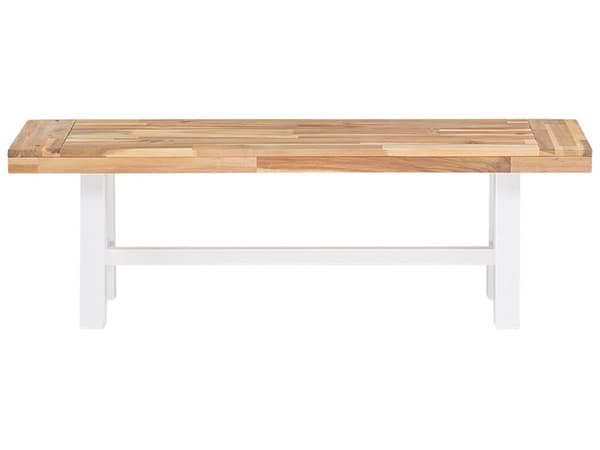 Vit Trädgårdsbänk 140 cm i Ljust Trä och Metallben