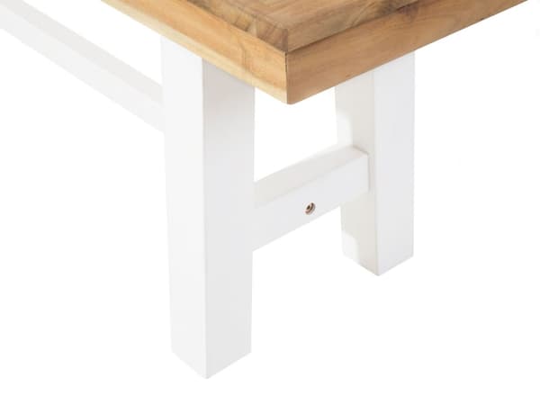 Vit Trädgårdsbänk 140 cm i Ljust Trä och Metallben