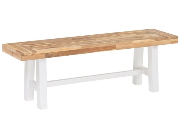 Vit Trädgårdsbänk 140 cm i Ljust Trä och Metallben