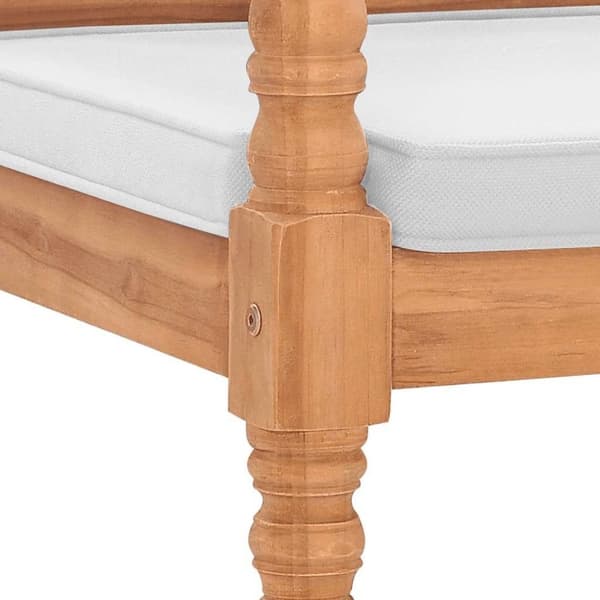 vidaXL Batavia-bænk med hynder 120 cm teaktræ