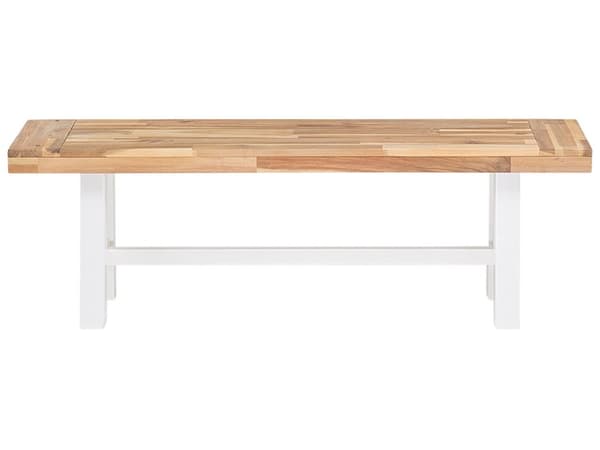 Penkki vaalea akaasia valkoiset jalat 140 x 45 x 36 cm 3 hengelle sisälle ulos