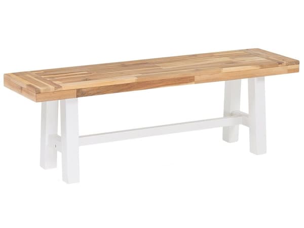 Penkki vaalea akaasia valkoiset jalat 140 x 45 x 36 cm 3 hengelle sisälle ulos