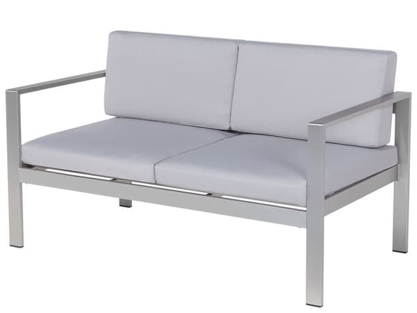 Puutarhapenkki vaaleanharmaa 142 x 70 x 80 cm alumiini polyesteri kahdelle UV-kestävä