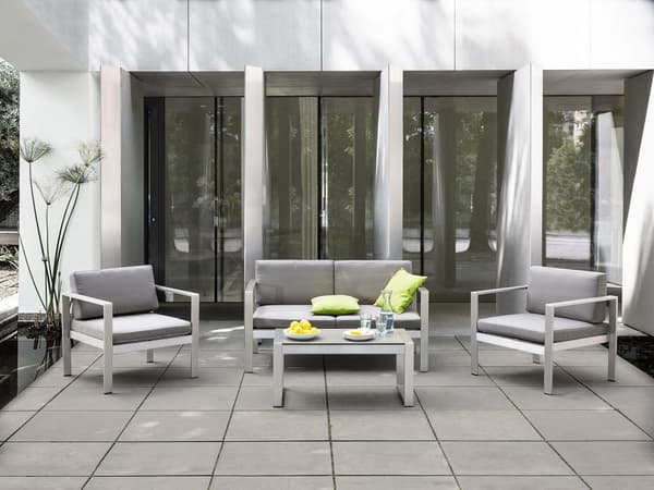 Havesofa Lysegrå Anodiseret Aluminium 2 Personers Udendørs med Sædehynder Loungesofa til Terrasse Have Nonwood Vedligeholdelsesfrit