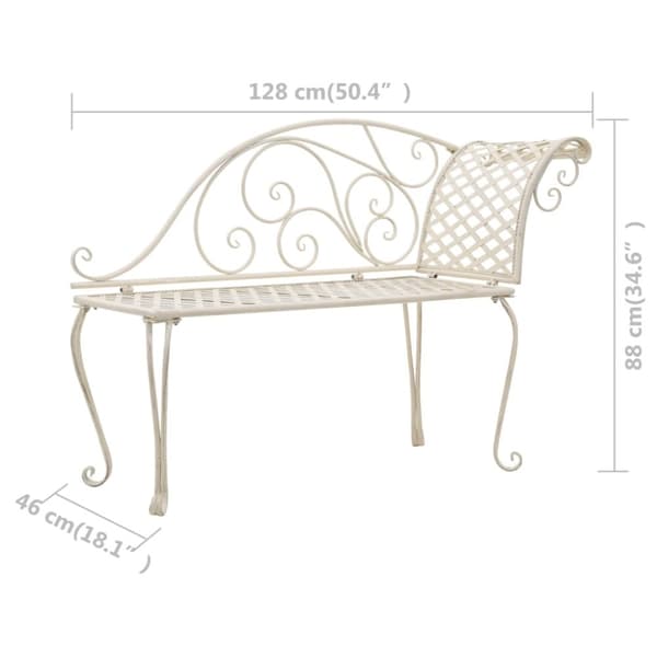 vidaXL chaiselong til haven 128 cm metal antik hvid