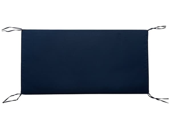 Puutarhapenkki valkoinen 120 x 90 x 68 cm akaasia kahdelle laivastonsiniset pehmusteet