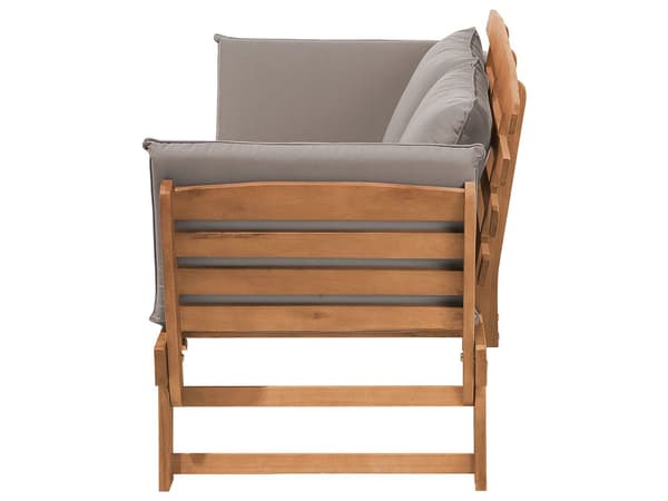 Havesofa Lys Træ Taupe Polyester 2 Personers Loungesofa med Hynde Lamel Bænk Multifunktionel Daybed Justerbare Armlæn Terrasse Havemøbel