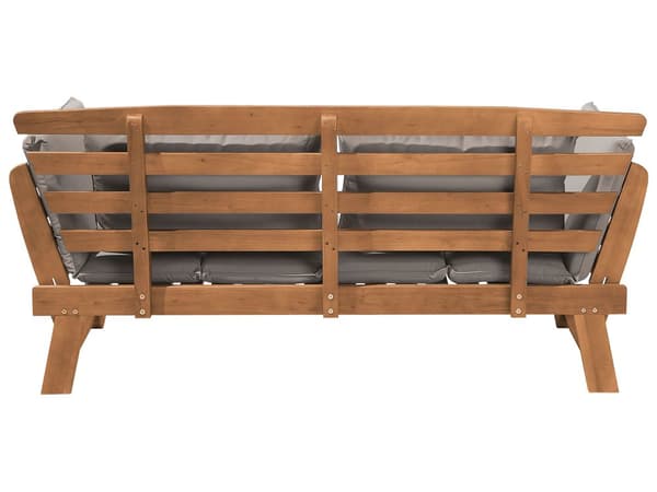 Havesofa Lys Træ Taupe Polyester 2 Personers Loungesofa med Hynde Lamel Bænk Multifunktionel Daybed Justerbare Armlæn Terrasse Havemøbel