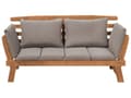 Miniatyrbillede 1 af 11: Havesofa Lys Træ Taupe Polyester 2 Personers Loungesofa med Hynde Lamel Bænk Multifunktionel Daybed Justerbare Armlæn Terrasse Havemøbel