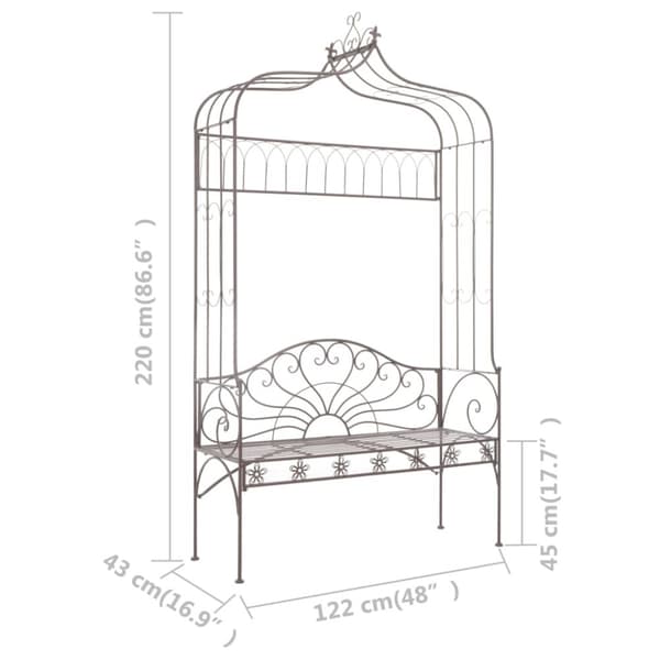 vidaXL havebænk 122 cm jern antik brun