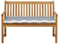 Pikkukuva 1 / 11: Puutarhapenkki vaalea puu sertifioitu akaasia 120 x 61 x 88 cm sinivalkoinen pehmuste kahdelle rustiikkinen tyyli