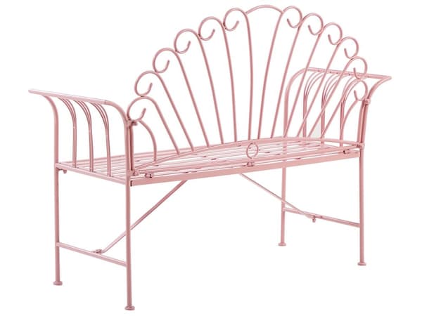 Havebænk i Lyserød Jern 125 cm Bred Komfortabel Bænk til Haven Terrasse Retro Fransk Vintage stil Vedligeholdelsesfri Altanbænk