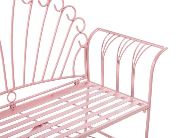 Havebænk i Lyserød Jern 125 cm Bred Komfortabel Bænk til Haven Terrasse Retro Fransk Vintage stil Vedligeholdelsesfri Altanbænk