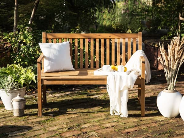 3-personers havebænk lyst akacietræ til terrasse altan klassisk design 120cm