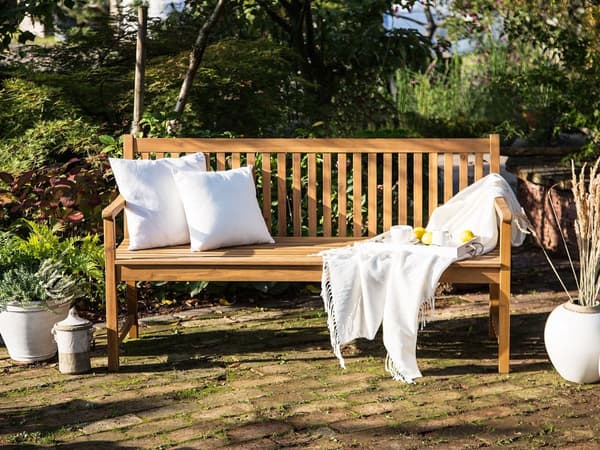 3-personers havebænk lyst akacietræ til terrasse altan klassisk design 160cm