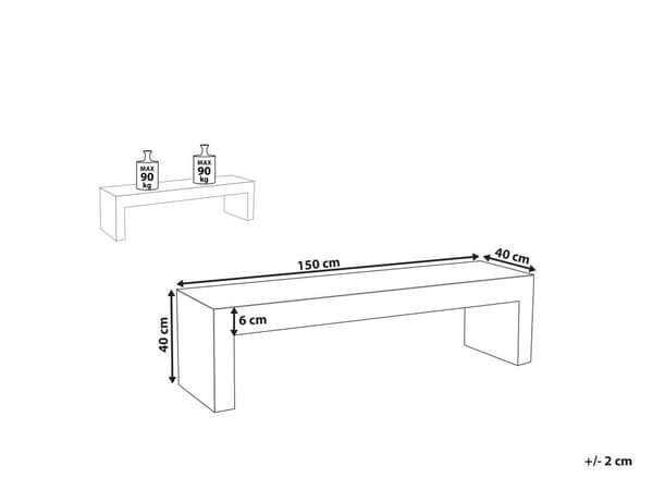 Grå betonimiteret havebænk 150 x 40 cm 2-personers moderne industriel stil