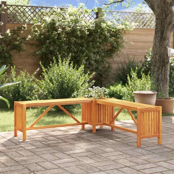 vidaXL hjørnebænk med plantekasse 117x117x40 cm massivt akacietræ
