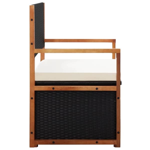 vidaXL havebænk 115 cm polyrattan og massivt akacietræ sort