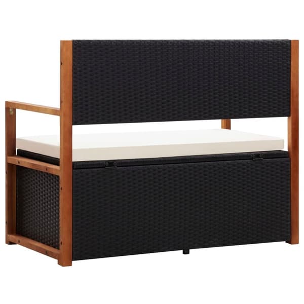 vidaXL havebænk 115 cm polyrattan og massivt akacietræ sort