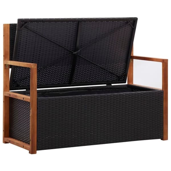 vidaXL havebænk 115 cm polyrattan og massivt akacietræ sort
