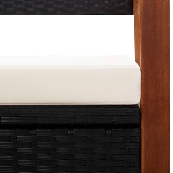 vidaXL havebænk 115 cm polyrattan og massivt akacietræ sort