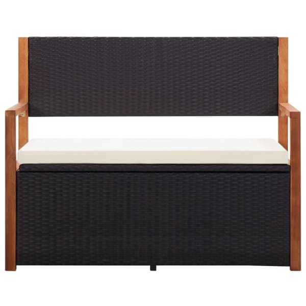 vidaXL havebænk 115 cm polyrattan og massivt akacietræ sort