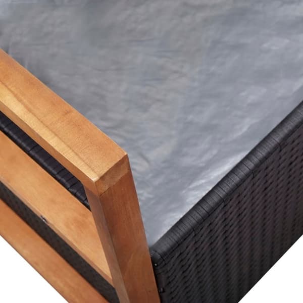 vidaXL Förvaringsbänk 115 cm konstrotting och massivt akaciaträ