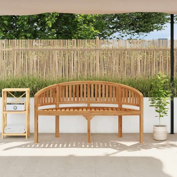 vidaXL Bananbänk 151 cm massiv teak