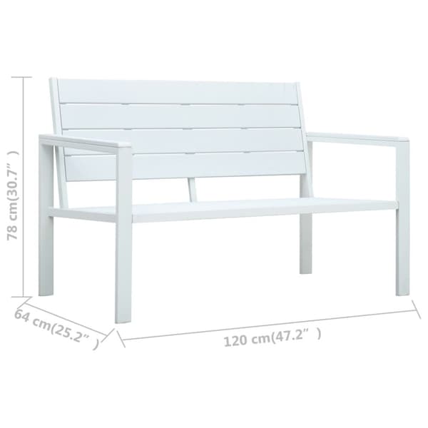 vidaXL Hagebenk 120 cm HDPE hvit treutseende