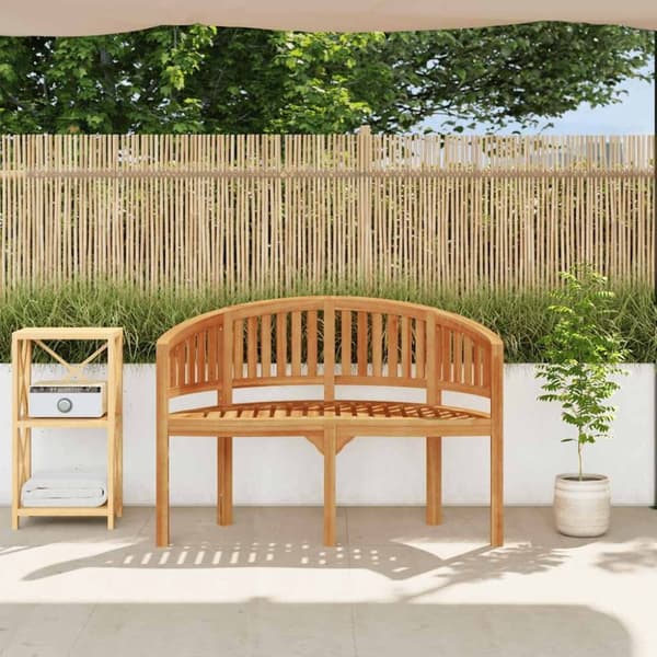 vidaXL Bananbänk 120 cm massiv teak