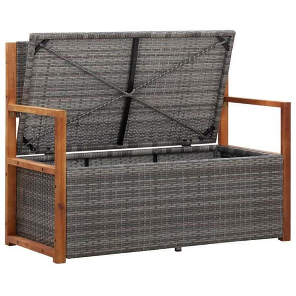 vidaXL havebænk 115 cm polyrattan og massivt akacietræ grå