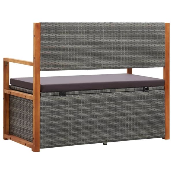 vidaXL havebænk 115 cm polyrattan og massivt akacietræ grå