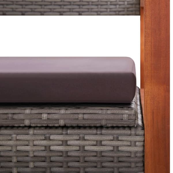 vidaXL havebænk 115 cm polyrattan og massivt akacietræ grå