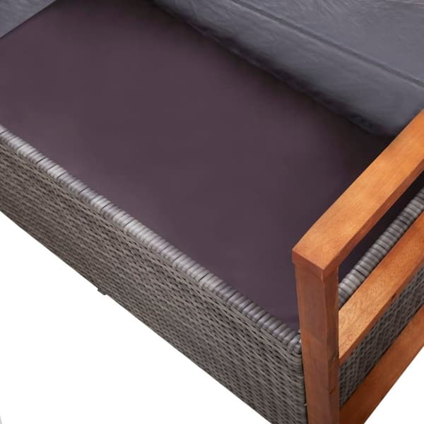 vidaXL havebænk 115 cm polyrattan og massivt akacietræ grå
