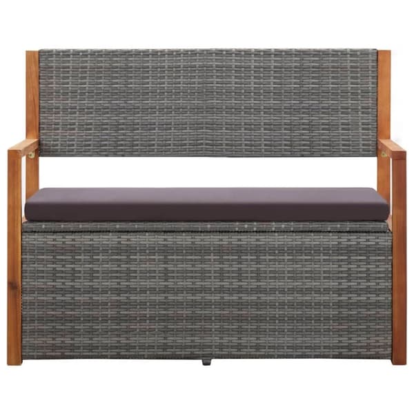 vidaXL havebænk 115 cm polyrattan og massivt akacietræ grå