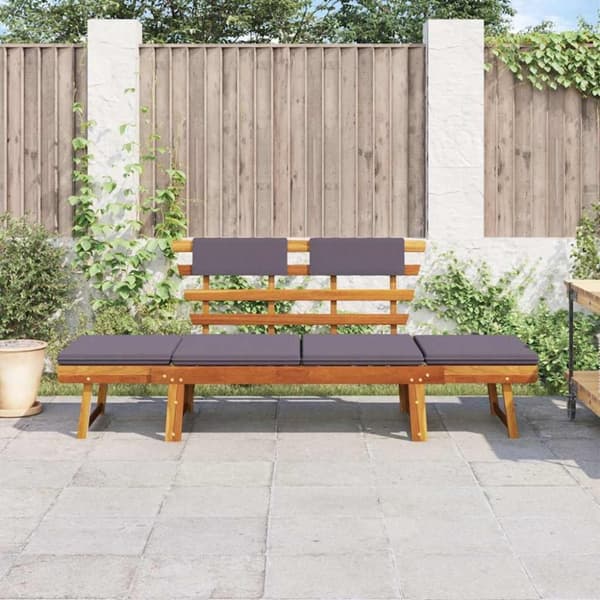 vidaXL 2-i-1 solseng med hynde 190 cm massivt akacietræ