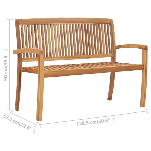 vidaXL 2-seters hagebenk stablebar 128,5 cm heltre teak
