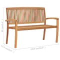 Miniatyrbilde 6 av 6: vidaXL 2-seters hagebenk stablebar 128,5 cm heltre teak