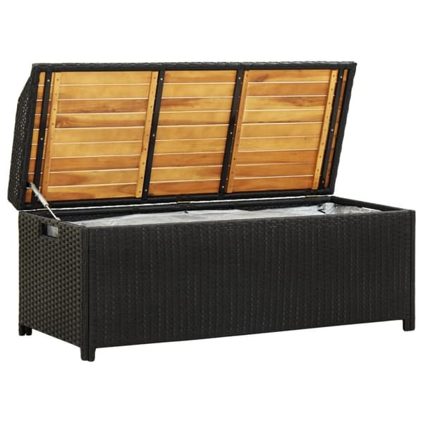 vidaXL havebænk med opbevaring 120 cm polyrattan sort