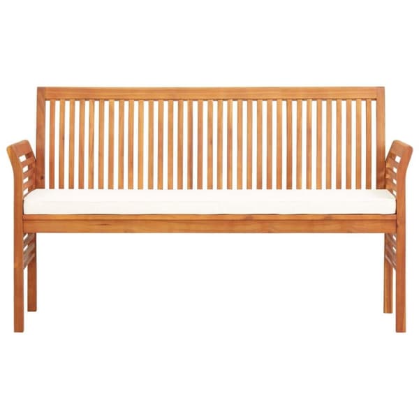 vidaXL Trädgårdsbänk 3-sits med dyna 150 cm massivt akaciaträ