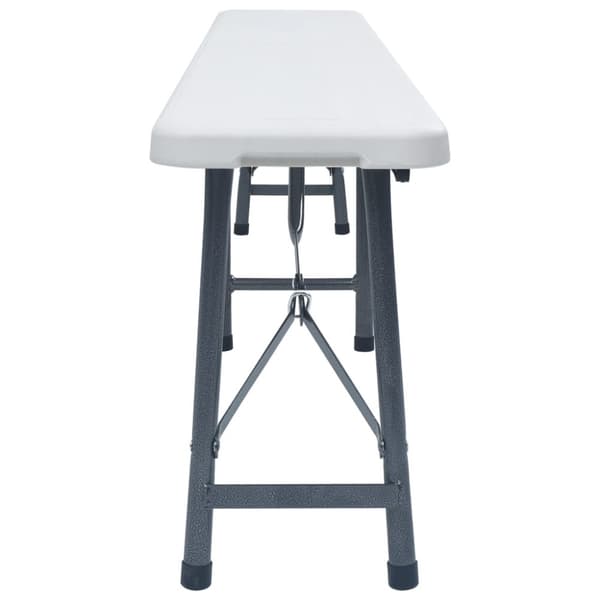 vidaXL Hopfällbara trädgårdsbänkar 2 st 180 cm HDPE vit