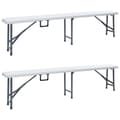 Miniatyrbillede 1 af 8: vidaXL foldbare havebænke 2 stk. 180 cm HDPE hvid