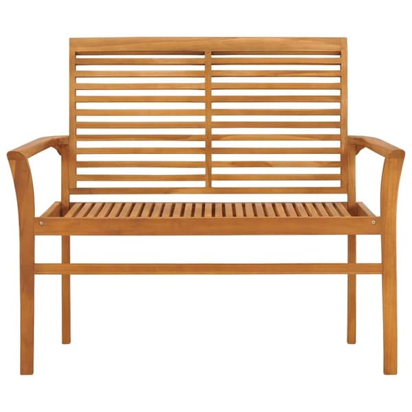vidaXL Hagebenk med grå pute 112 cm heltre teak