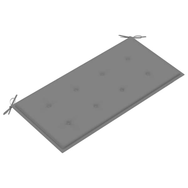 vidaXL Hagebenk med grå pute 112 cm heltre teak
