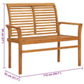 Miniatyrbilde 8 av 9: vidaXL Hagebenk med grå pute 112 cm heltre teak