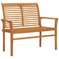 Miniatyrbilde 2 av 9: vidaXL Hagebenk med grå pute 112 cm heltre teak