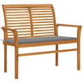 Miniatyrbilde 1 av 9: vidaXL Hagebenk med grå pute 112 cm heltre teak