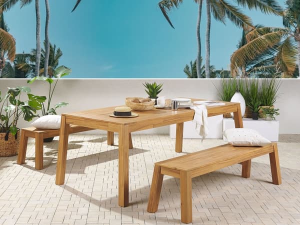 Havebænk Lyst Lamineret Akacietræ 160 cm til Hjemmet på Terrasse Altan Rustik Moderne Stil